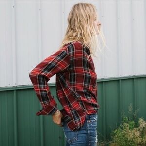 madewell Central Shirt Long Sleeve Tartan Plaid Wool Blend Top